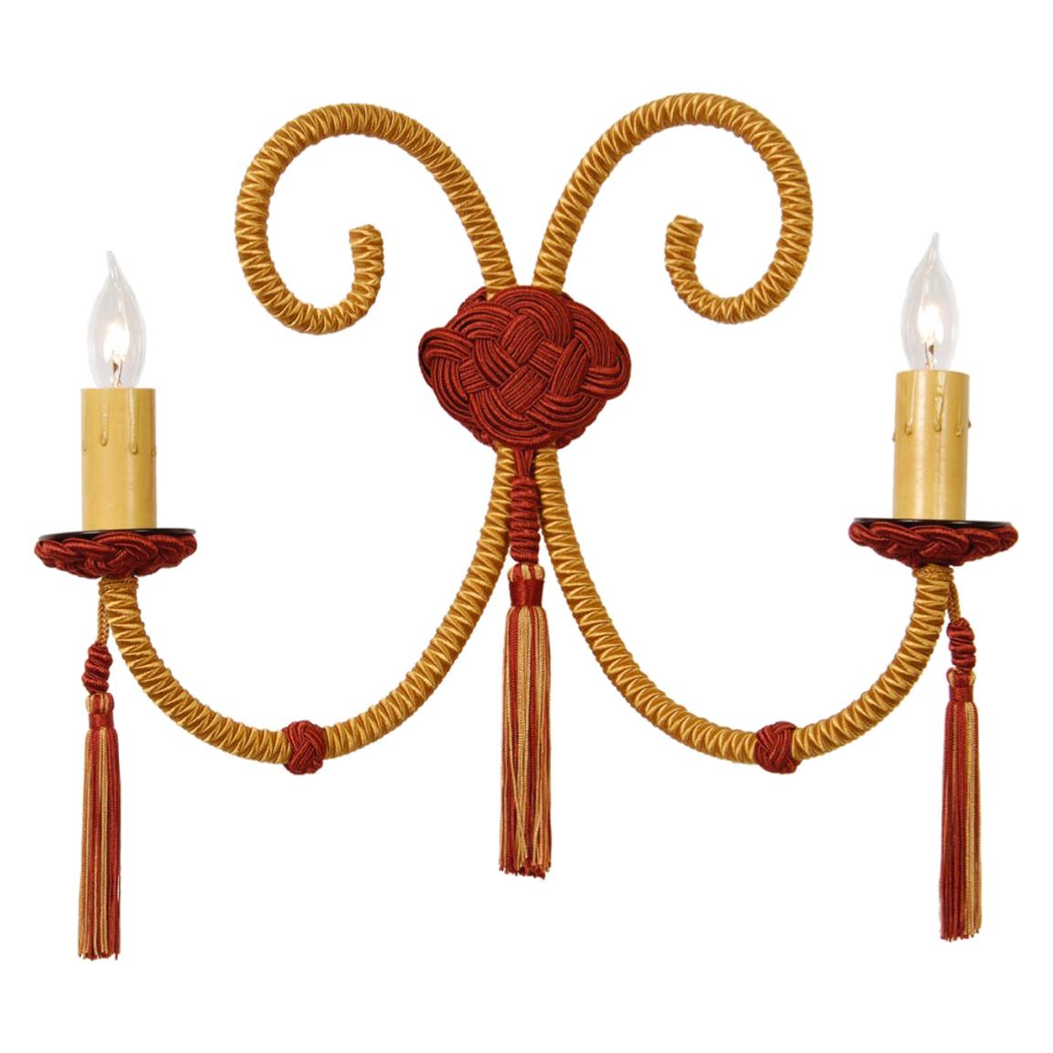 Wall Sconce Wrapped in Passementerie, Silk Cords For Sale
