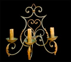 Wall sconce wrought iron Art Déco French Art Deco 1925 5 unit, Castle Provenance