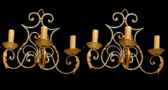 Schmiedeeisen-Wandleuchter Art Déco Französisch Art Deco 1925 Paar, Schloss Provenienz