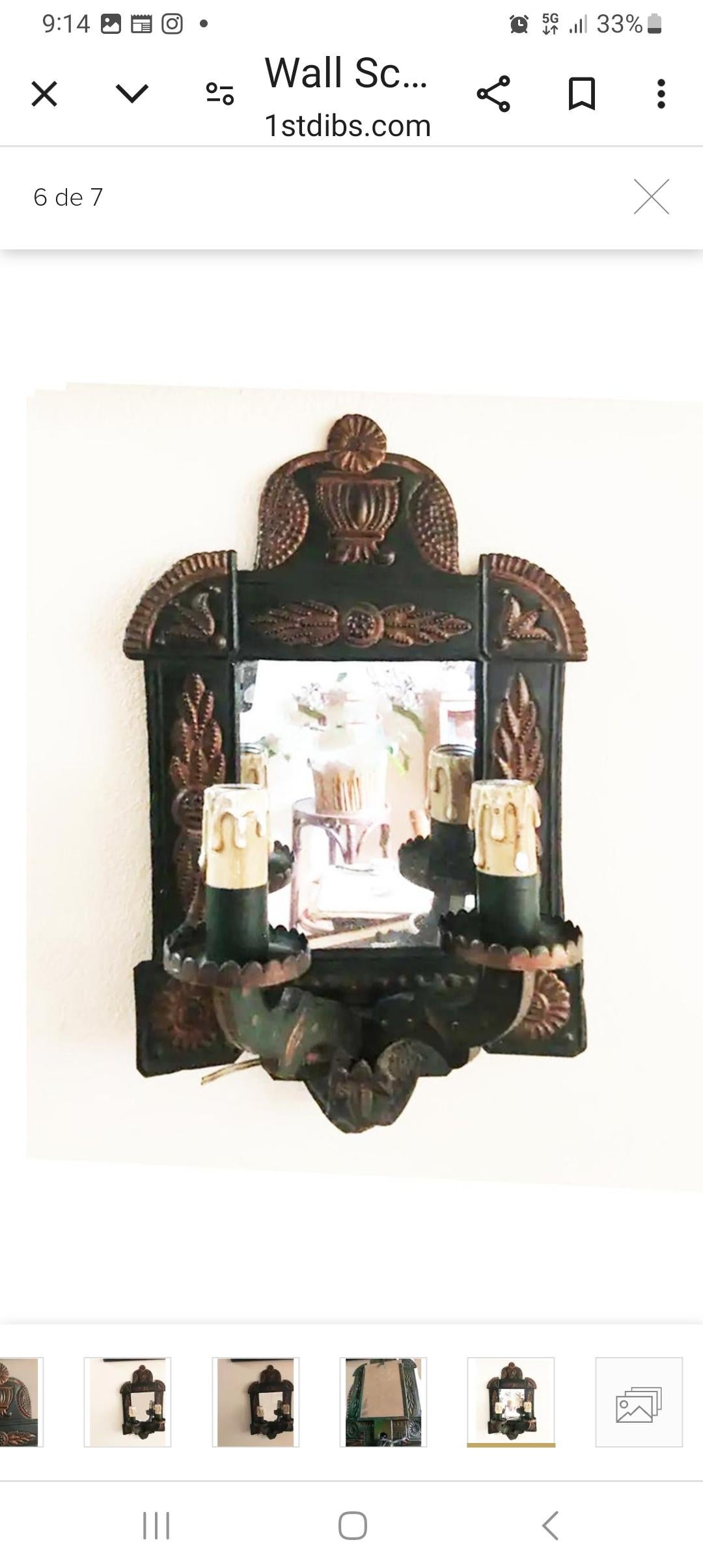 Appliques murales Miroir original en fer-blanc Avec éclairage  Miroir mural Bon état - En vente à Mombuey, Zamora