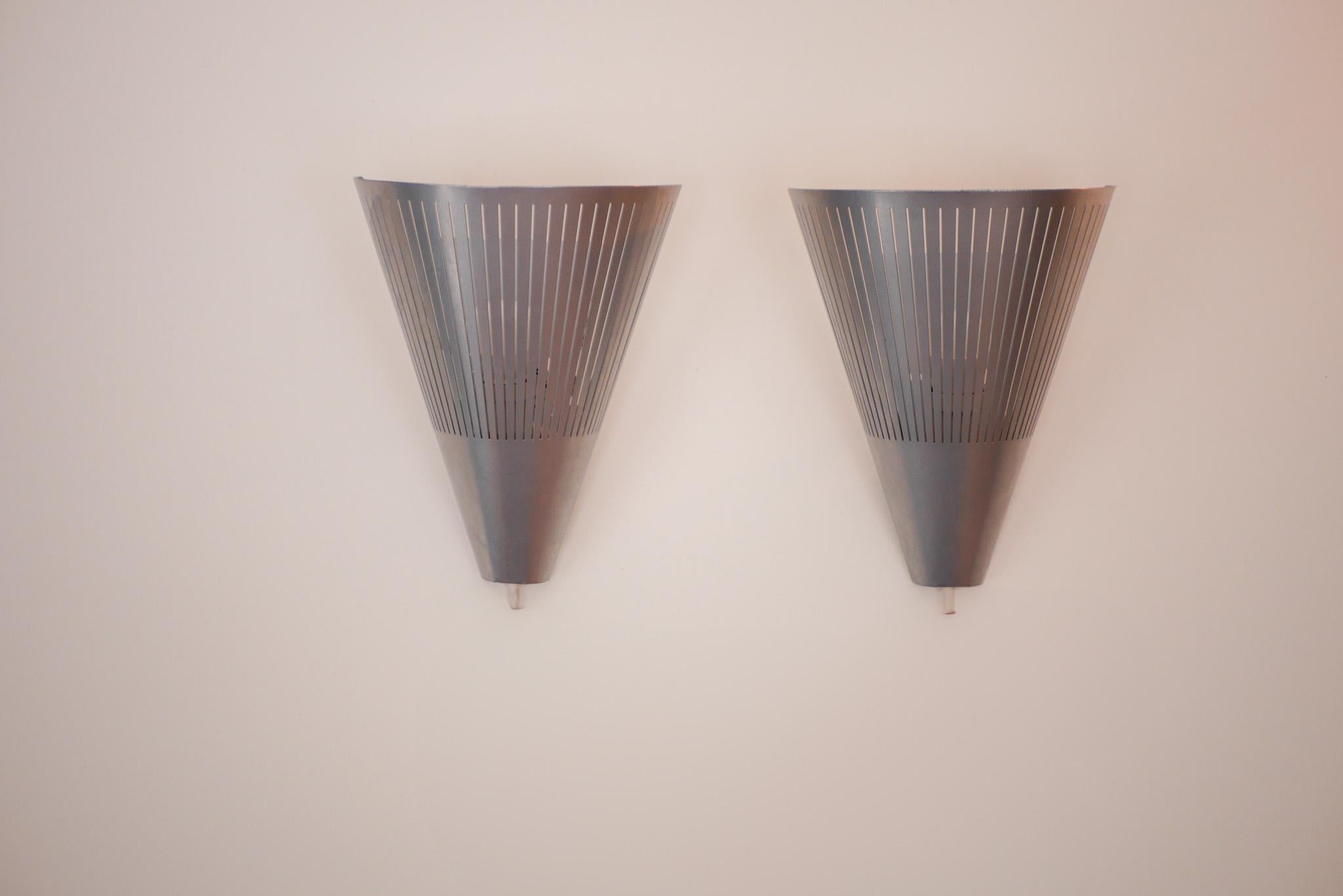 Metal Wall sconces, a pair vintage 1980s Scandinavian Ikea wall lights known as Klyka For Sale