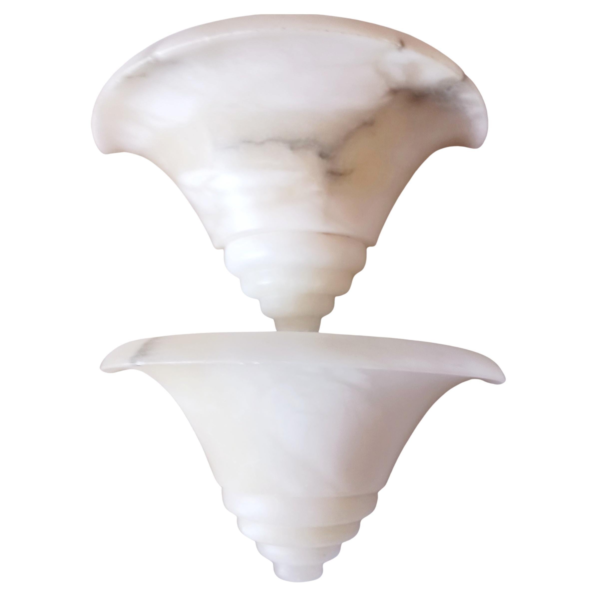  Wall Sconces Alabaster White Natural Spain 20th Century For Sale