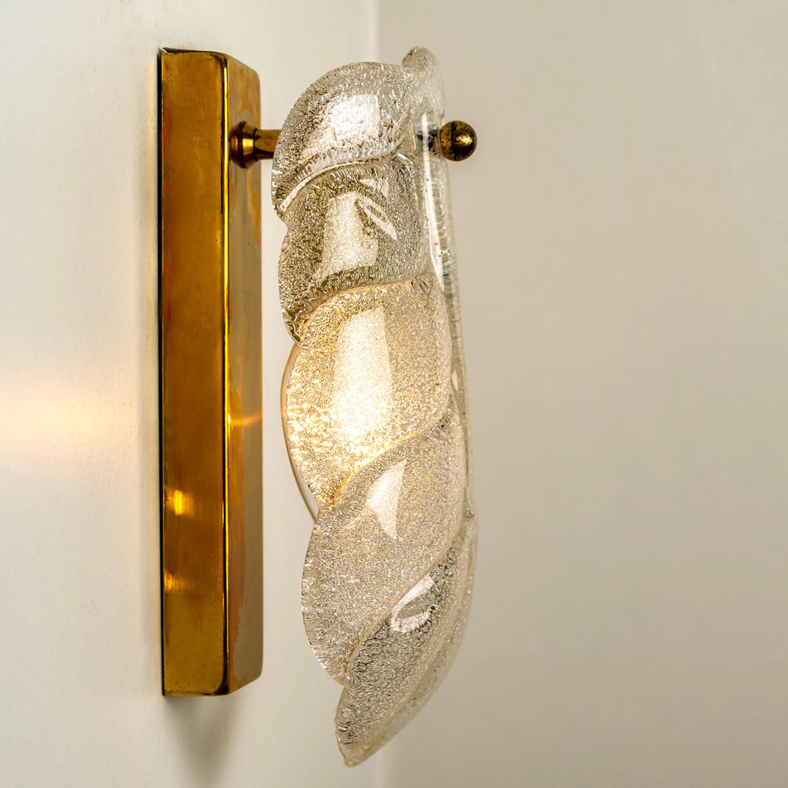 Mid-Century Modern Wall Sconces Barovier & Toso Gold Glass Murano, Italy For Sale