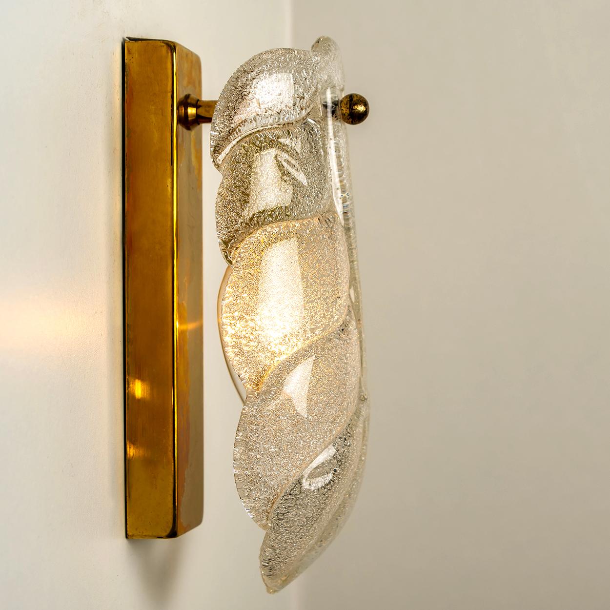 Italian Wall Sconces Barovier & Toso Gold Glass Murano, Italy For Sale