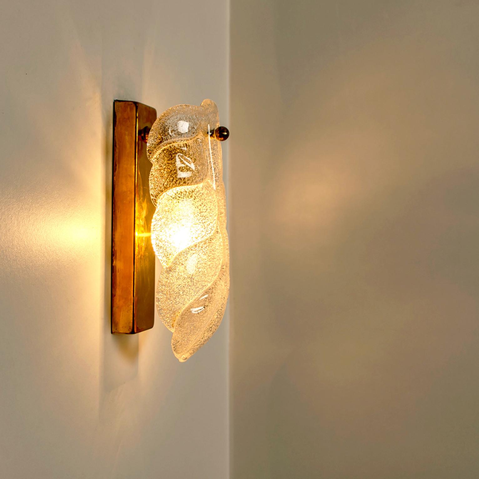 Mid-20th Century Wall Sconces Barovier & Toso Gold Glass Murano, Italy For Sale