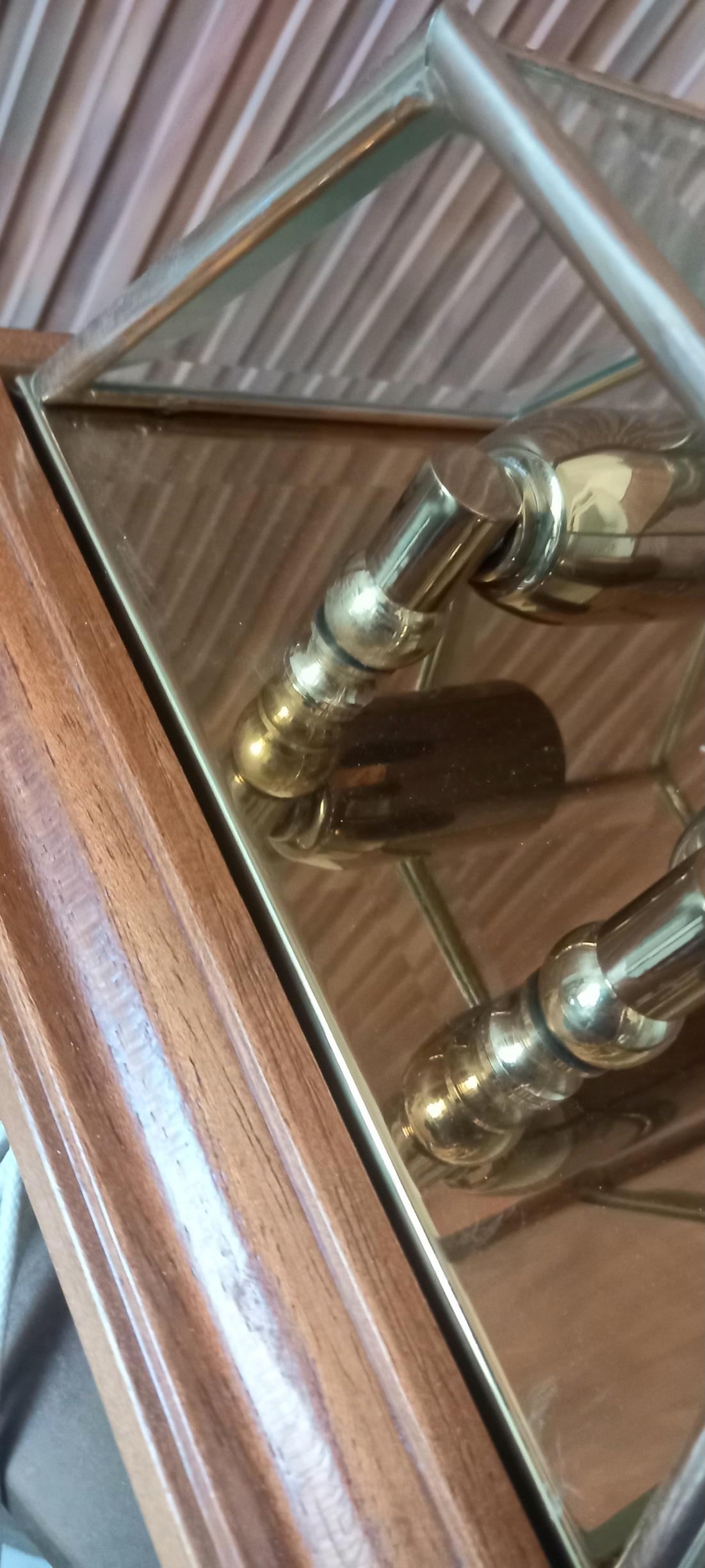 Apliques de pared  Latón Vidrio y Madera , España Mediados del Siglo XX en venta 6