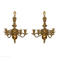 Wall Sconces Brass Pair 4-Arm Chandeliers