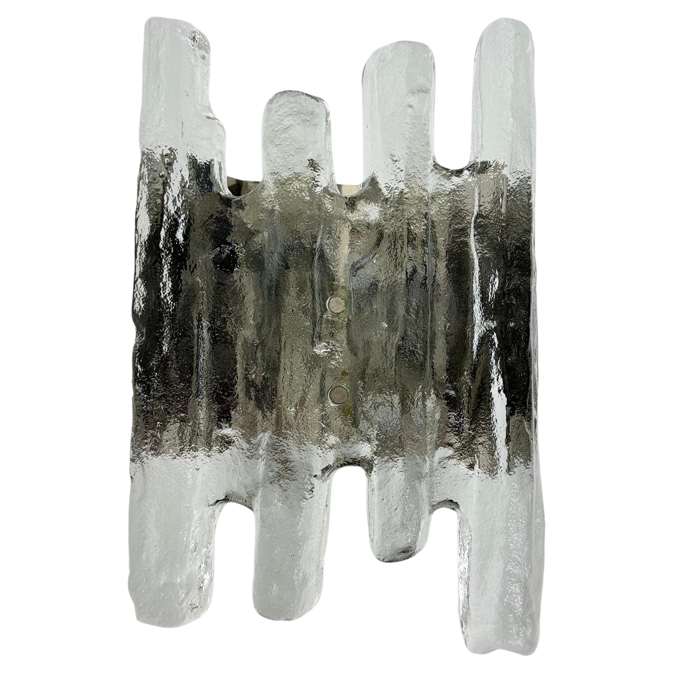 Wall sconces in Murano ice glass and metal by J.T. Kalmar for Kalmar, 1960s For Sale