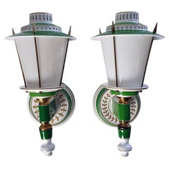 Wall Sconces in Porcelain Guiled Age Style