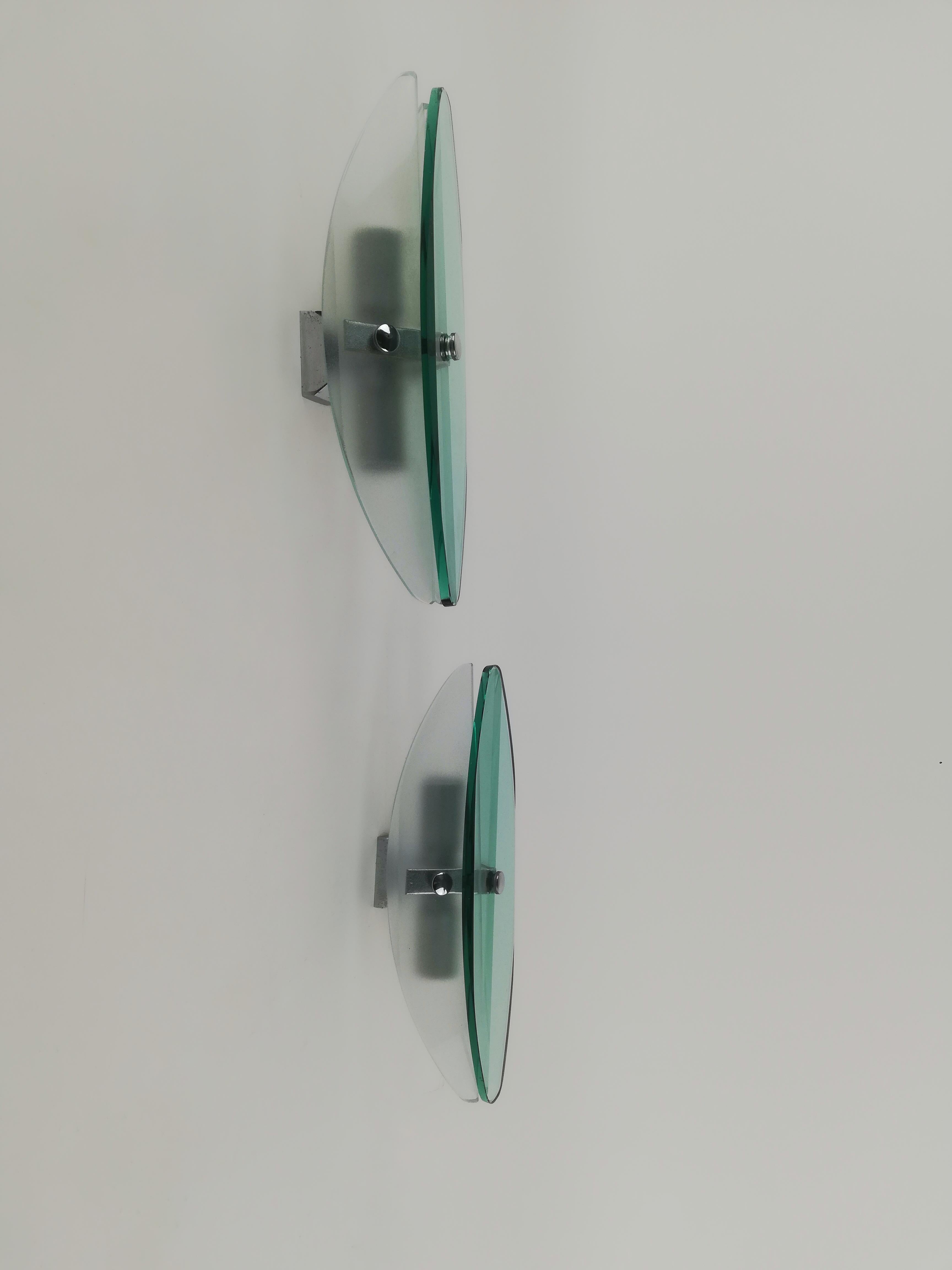 Wall Sconces in Turquoise Glass attributable to Veca, Italy, 1970s, Set of 2 For Sale 5