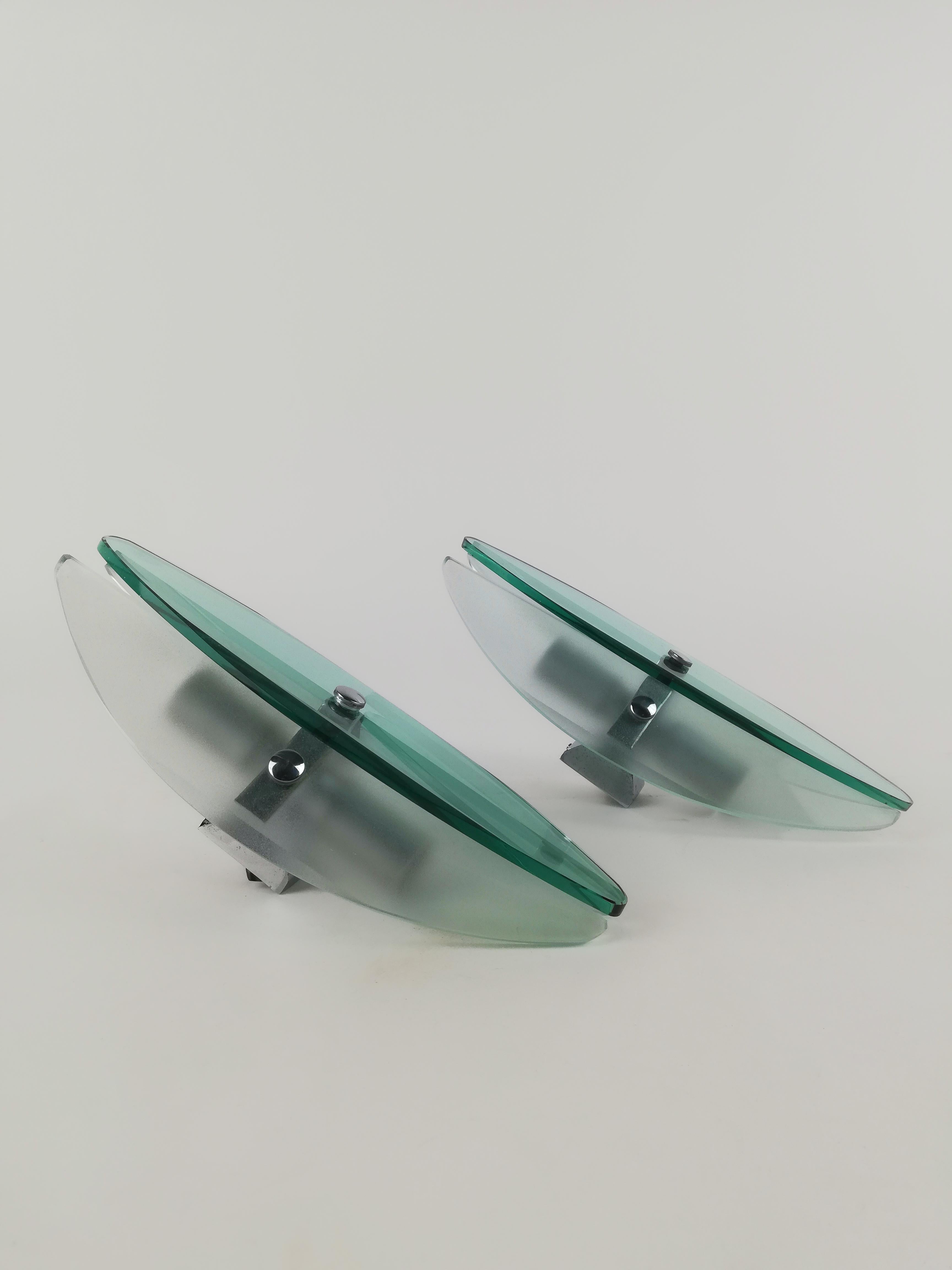 Wall Sconces in Turquoise Glass attributable to Veca, Italy, 1970s, Set of 2 For Sale 7