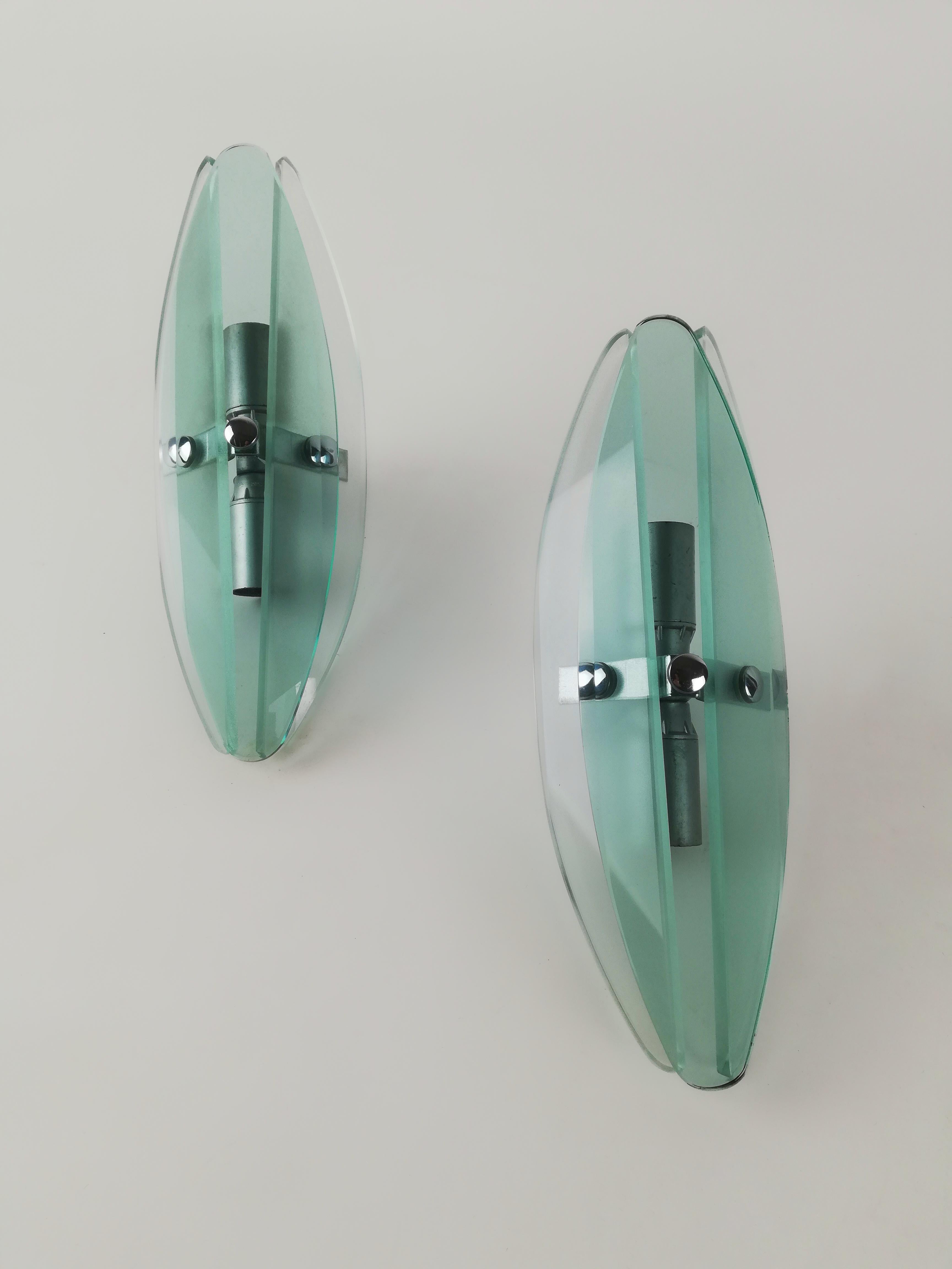 Wall Sconces in Turquoise Glass attributable to Veca, Italy, 1970s, Set of 2 For Sale 1
