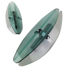 Wall Sconces in Turquoise Glass attributable to Veca, Italy, 1970s, Set of 2