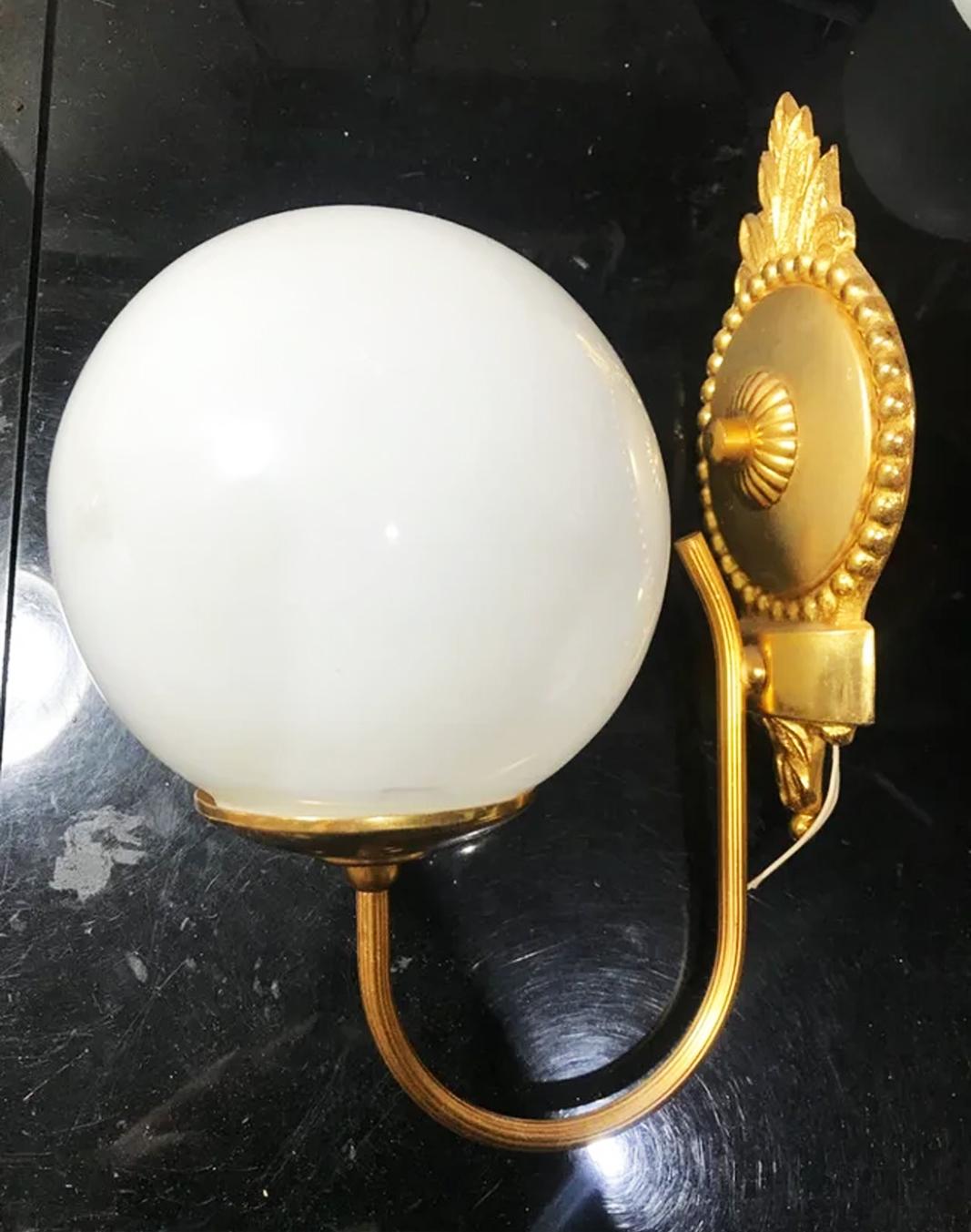 Wall Sconces Iron Louis XVI Style Gold, France, Midcentury In Good Condition In Mombuey, Zamora