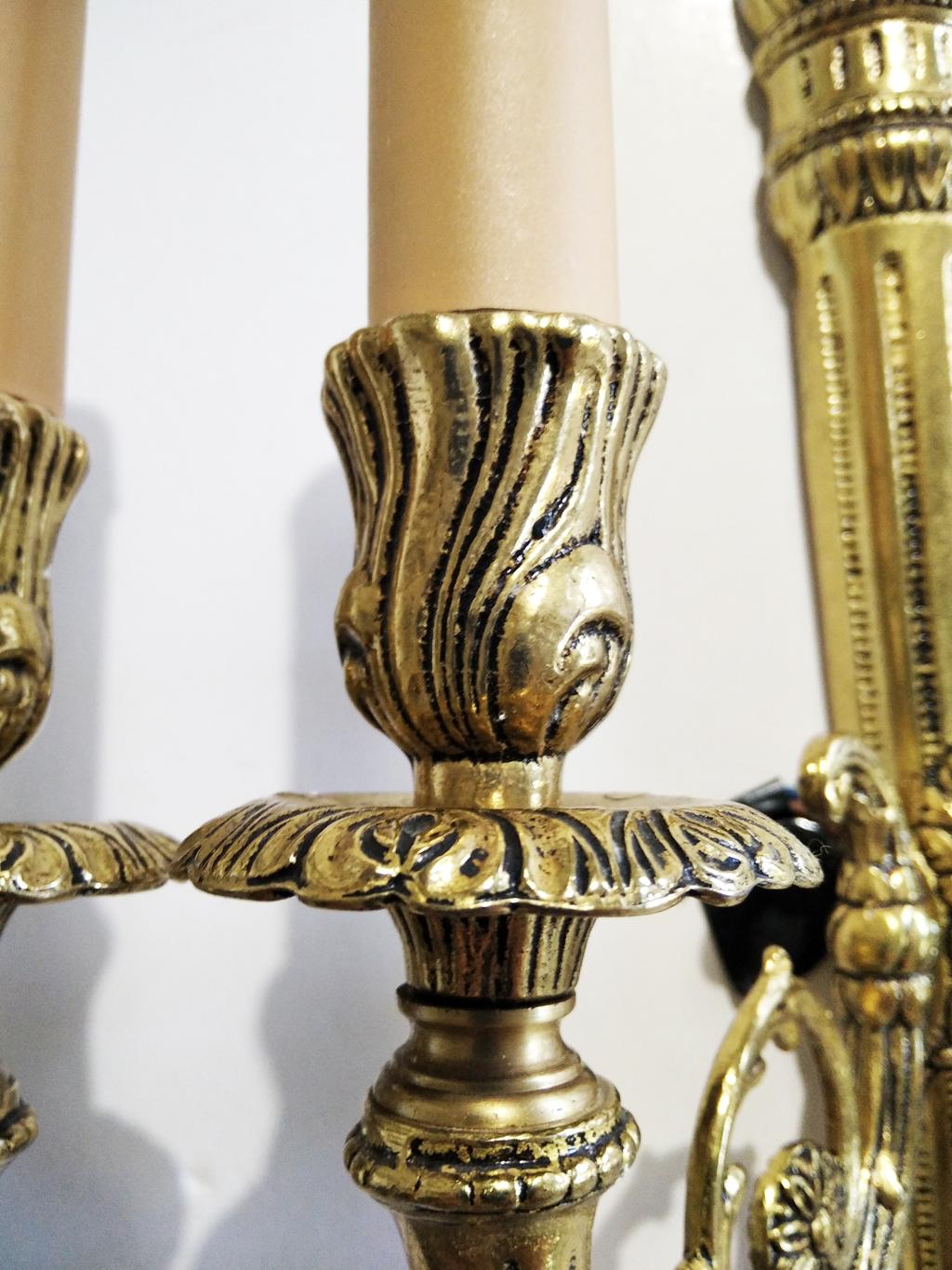 Wall Sconces Louis XVI Style, 20th Century, Brass  or Bronze Dore   For Sale 10