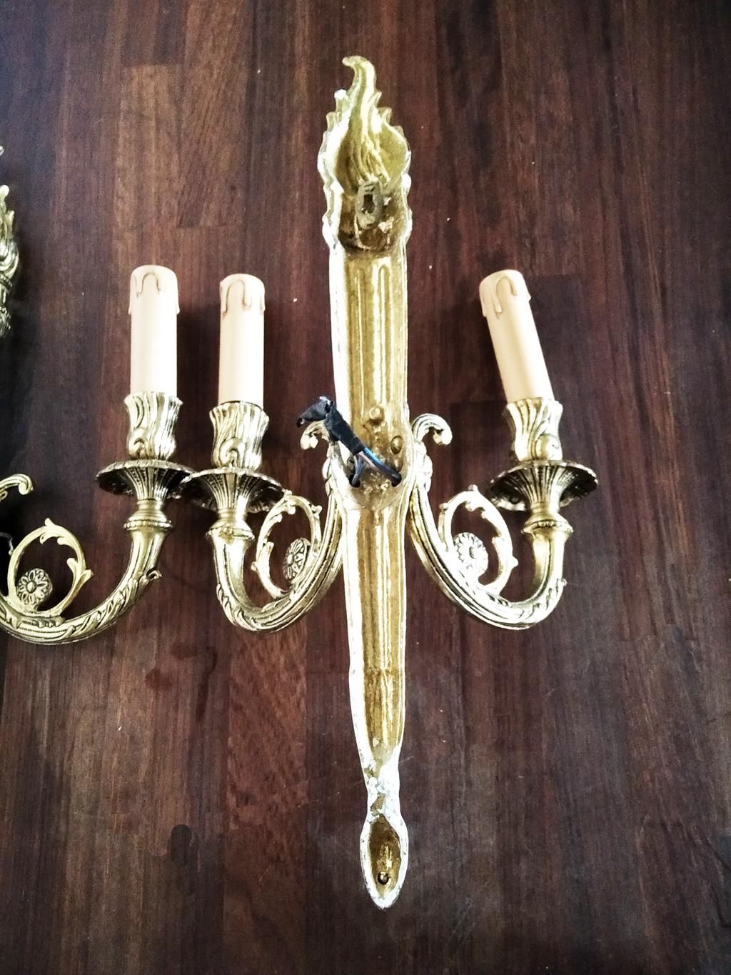 Wall Sconces Louis XVI Style, 20th Century, Brass  or Bronze Dore   For Sale 3