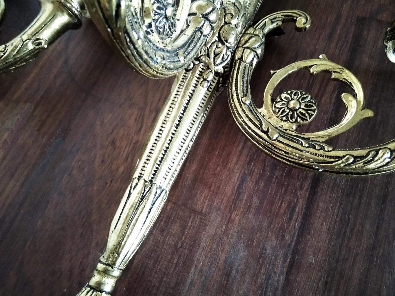 Wall Sconces Louis XVI Style, 20th Century, Brass  or Bronze Dore   For Sale 4