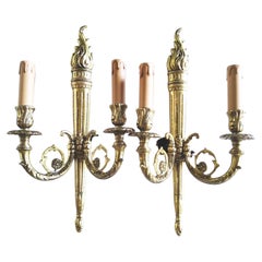 Wall Sconces Louis XVI Style, 20th Century, Brass  or Bronze Dore