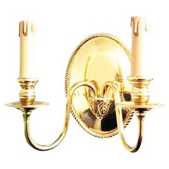 Wall Sconces Louis XVI With Two Lights Brass, Mid 20th Century France