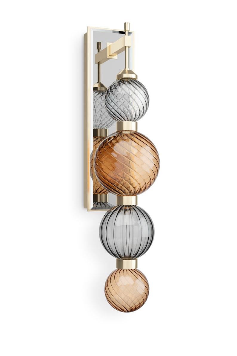 Modern Wall Sconces Metal Frame Spheres Pyrex Glass in Different Color Led Lighting For Sale