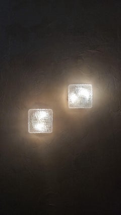 Pair of 2 wall sconces made of glass and aluminum, manufactured in Italy, 1970