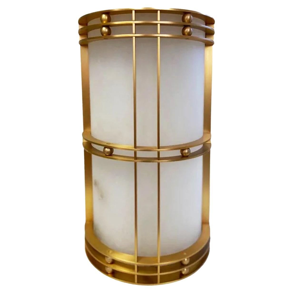 Wall Sconces Large, Natural Alabaster and Brass  Art Deco  Style, Spain For Sale 1