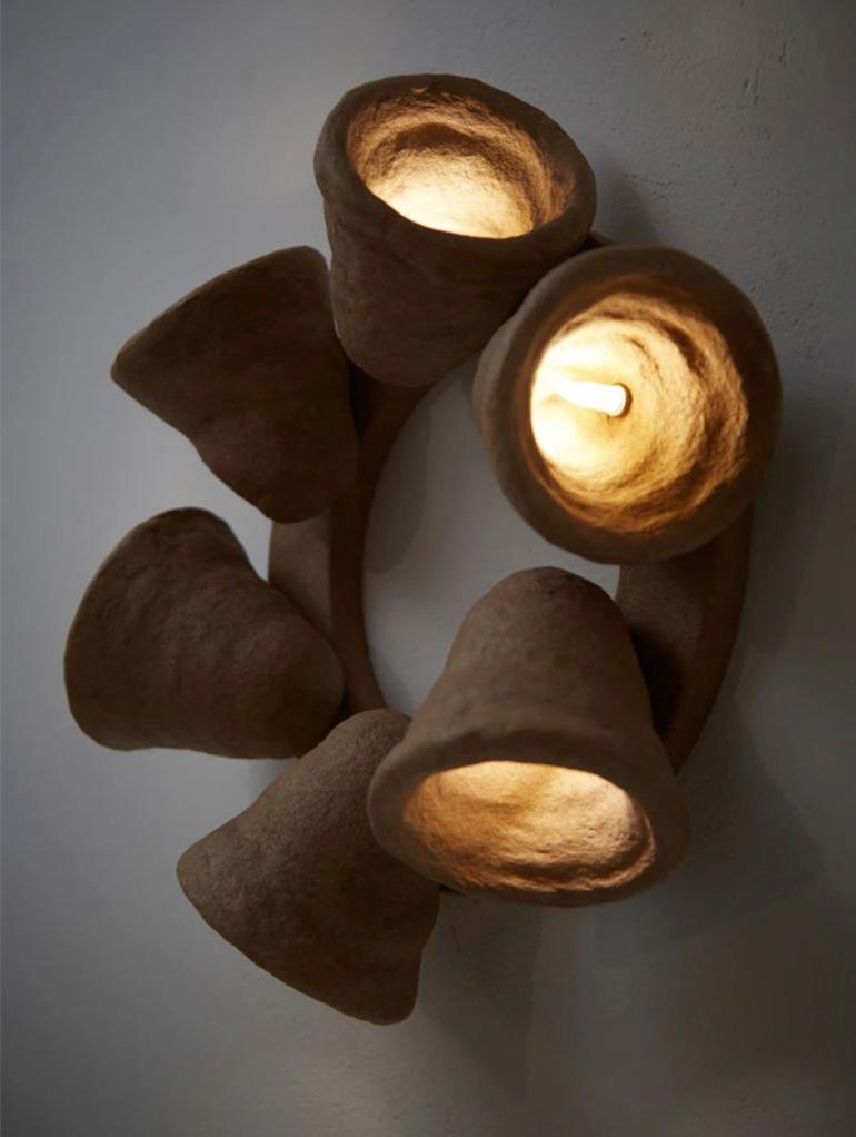 Minimalist Wall sconces pottery modern ceramic Lamp lighting hanging bell jar handmade For Sale