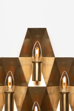 Rare Pair of Geometric Wall Sconces in Solid Brass by Rolf Graae for Fog § Mørup
