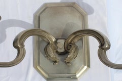 Wall Sconces, Silvered Bronze, Two Arms Large Mid  century deco large a Pair