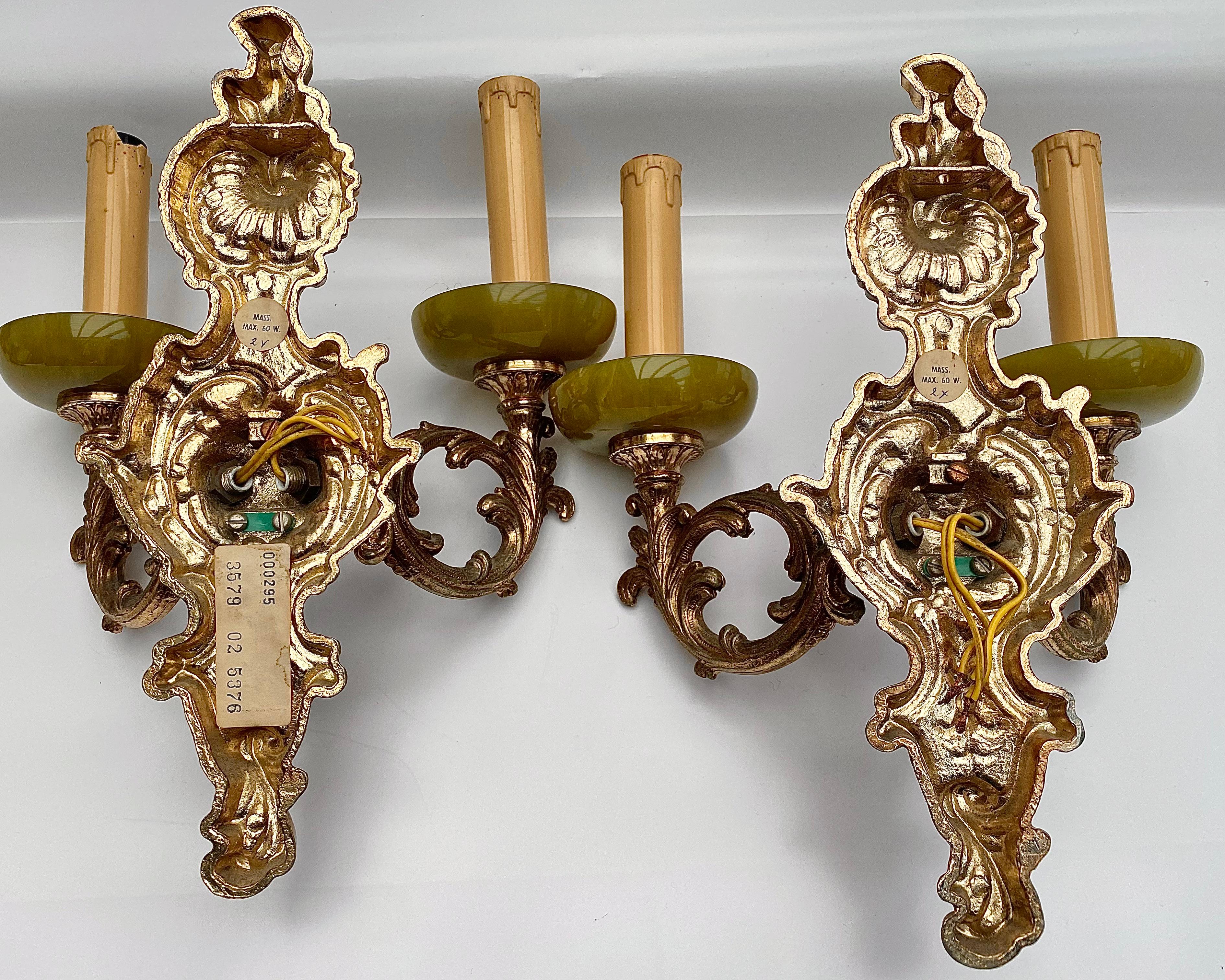 Wall Sconces Vintage Rococo Onyx & Gilt Bronze France, 1960s For Sale 2