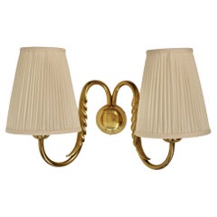 Wall Scone from Josef Frank, Brass with  Silk Shades, Austria 1930's