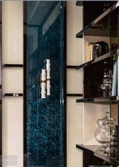 Aplique de Pared con Marco de Metal Bronceado Cerámica Decorativa Decorada a Mano