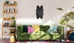 Wall Sculpture Black Contemporary Geometric Totem Brutalist Wood Paper Pulp