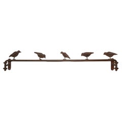 Wall Sculpture Ilana Goor Style Birds on a Wire in Forged Iron After Giacometti