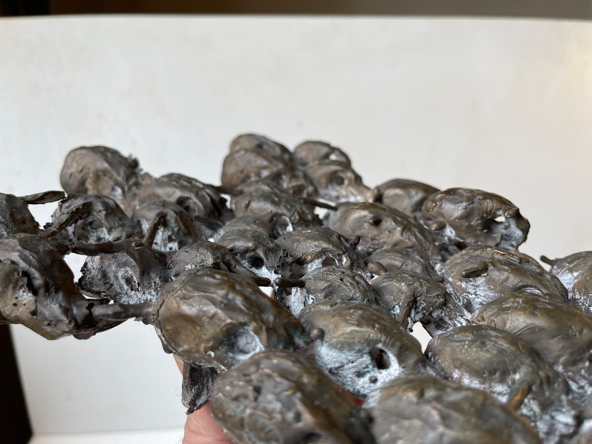Wall Sculpture In Bronze 47 Skulls Entangled Rat King 1970s For Sale Wall Sculpture In Bronze 47 Skulls Entangled Rat King 1970s For Sale