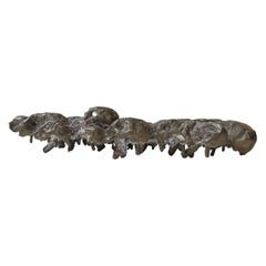 Escultura mural en bronce 47 calaveras enredadas, Rey Rata, años 1970