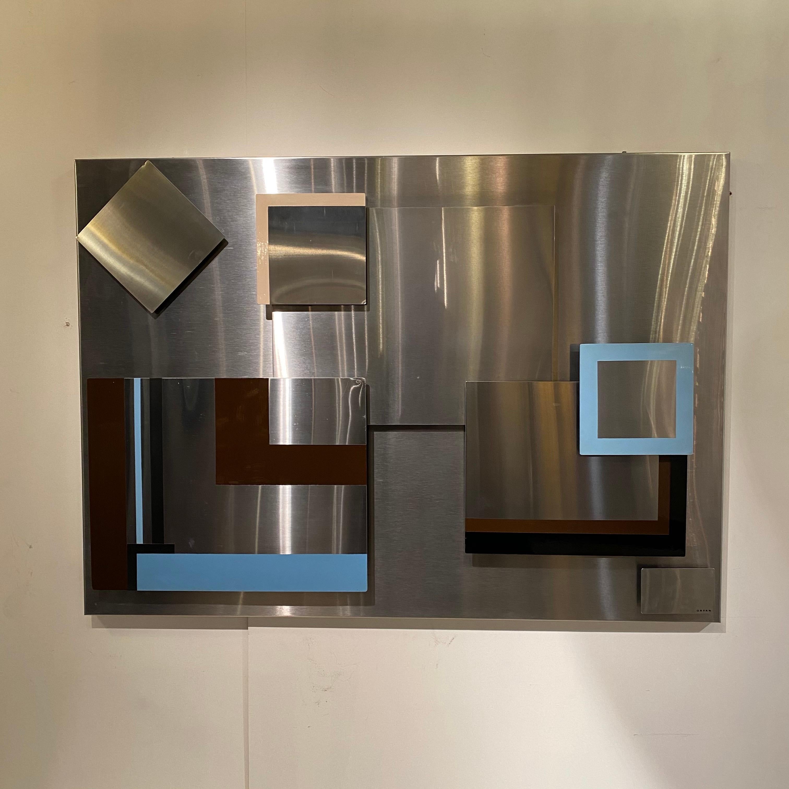 Wall Sculpture in Stainless Steel, Signed Orvan, France, 1972 For Sale 1
