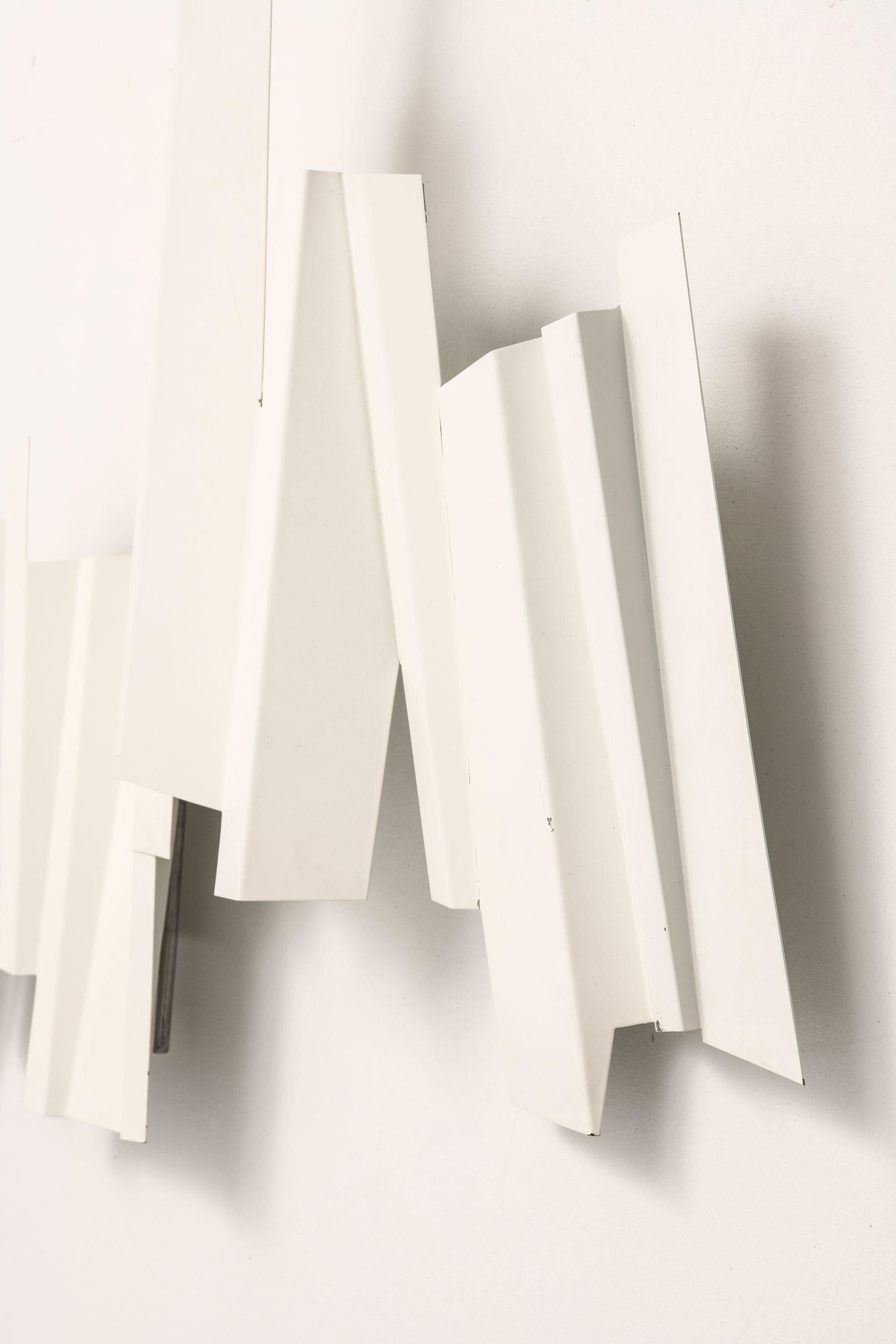Swedish Wall Sculpture in White Lacquered Metal by Lars-Erik Falk, 1963 For Sale