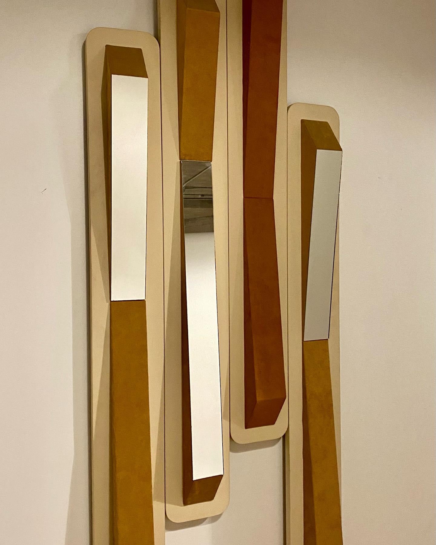 Painted Wall Sculpture Mirror by Steven L. Winer