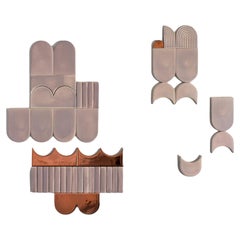 Unique Ceramic Wall Mural, Taupe-Copper, Wall Sculpture No. 90