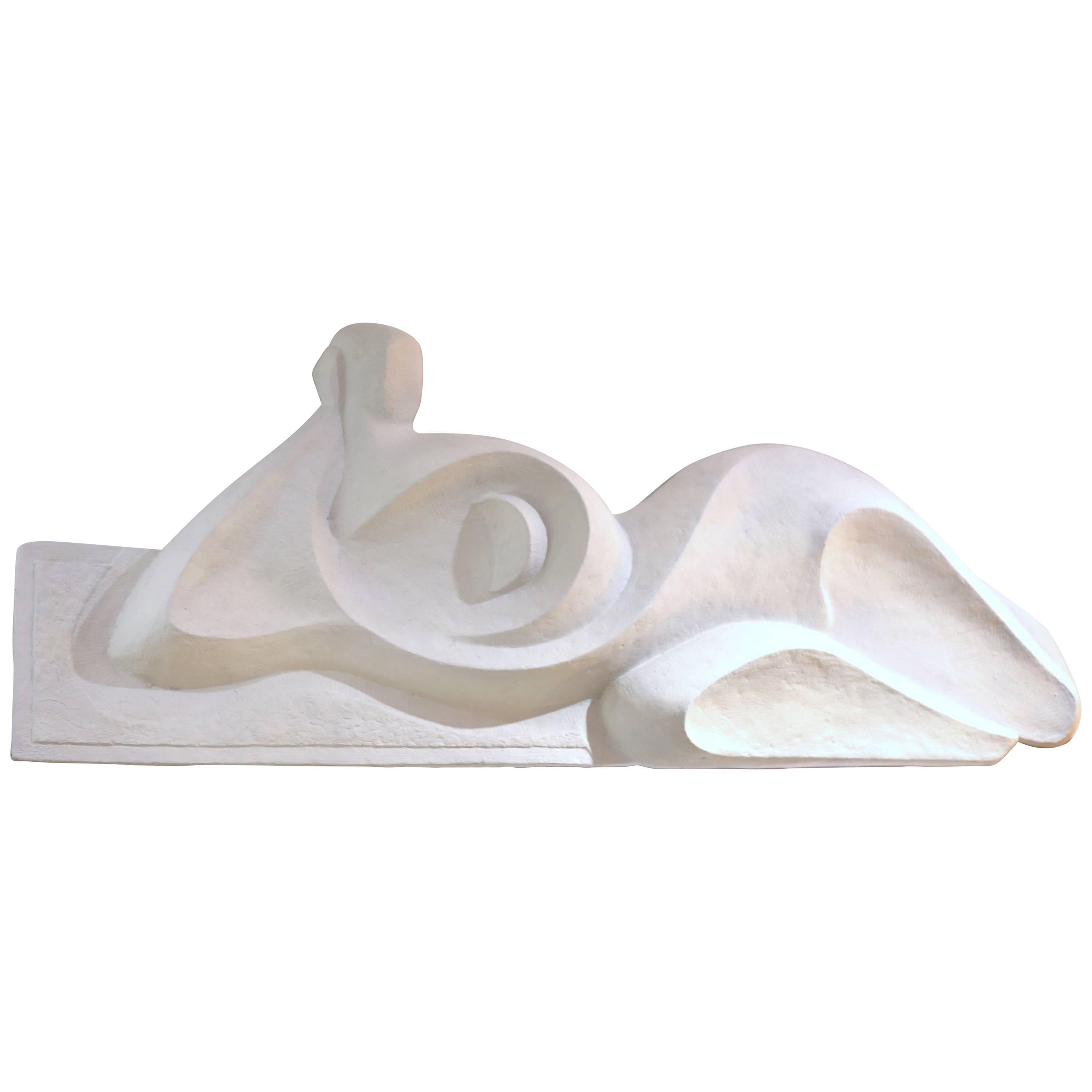 Wall Sculpture of a Stylized Reclining Female Nude