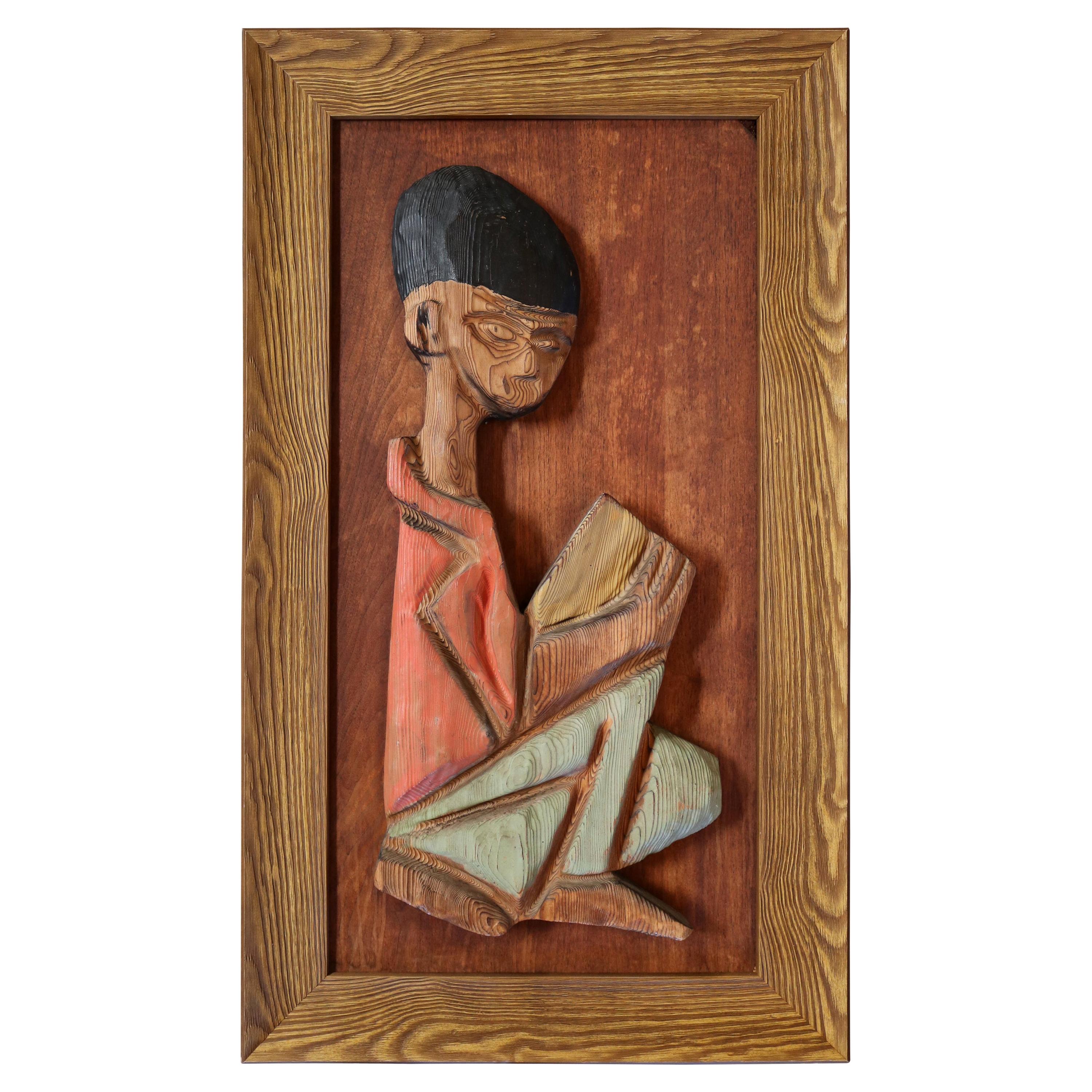 Wall Sculpture of Little Boy Signed William Westenhaver For Sale