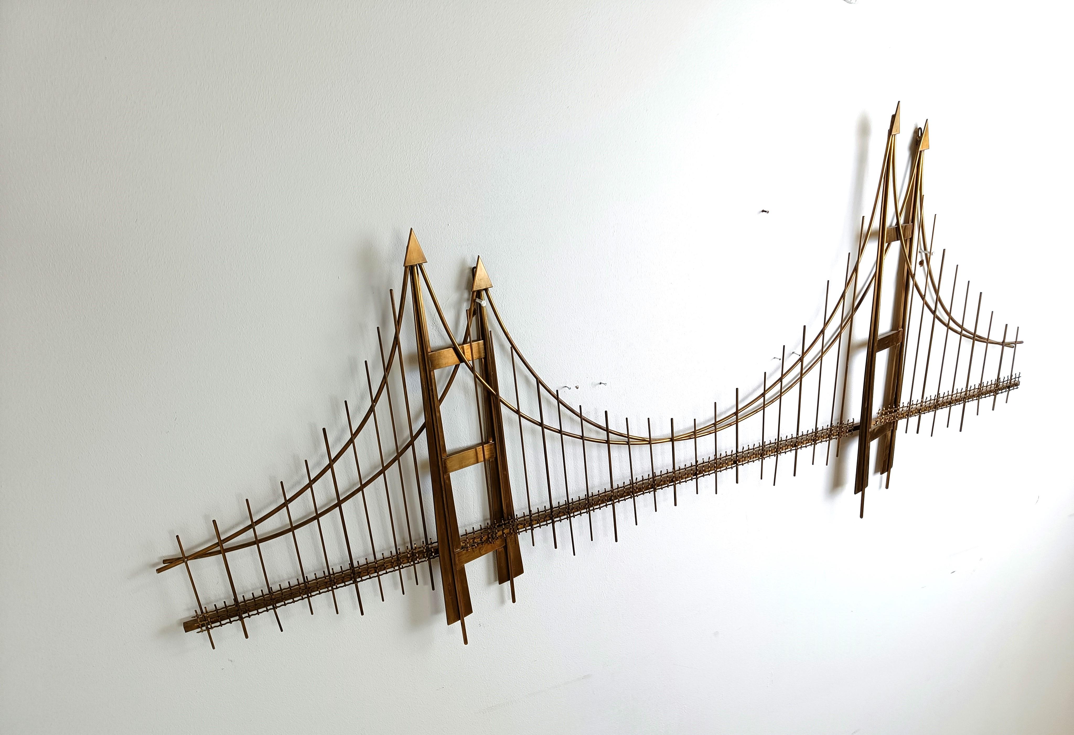Hollywood Regency Wall sculpture of the Golden gate bridge, 1970s For Sale