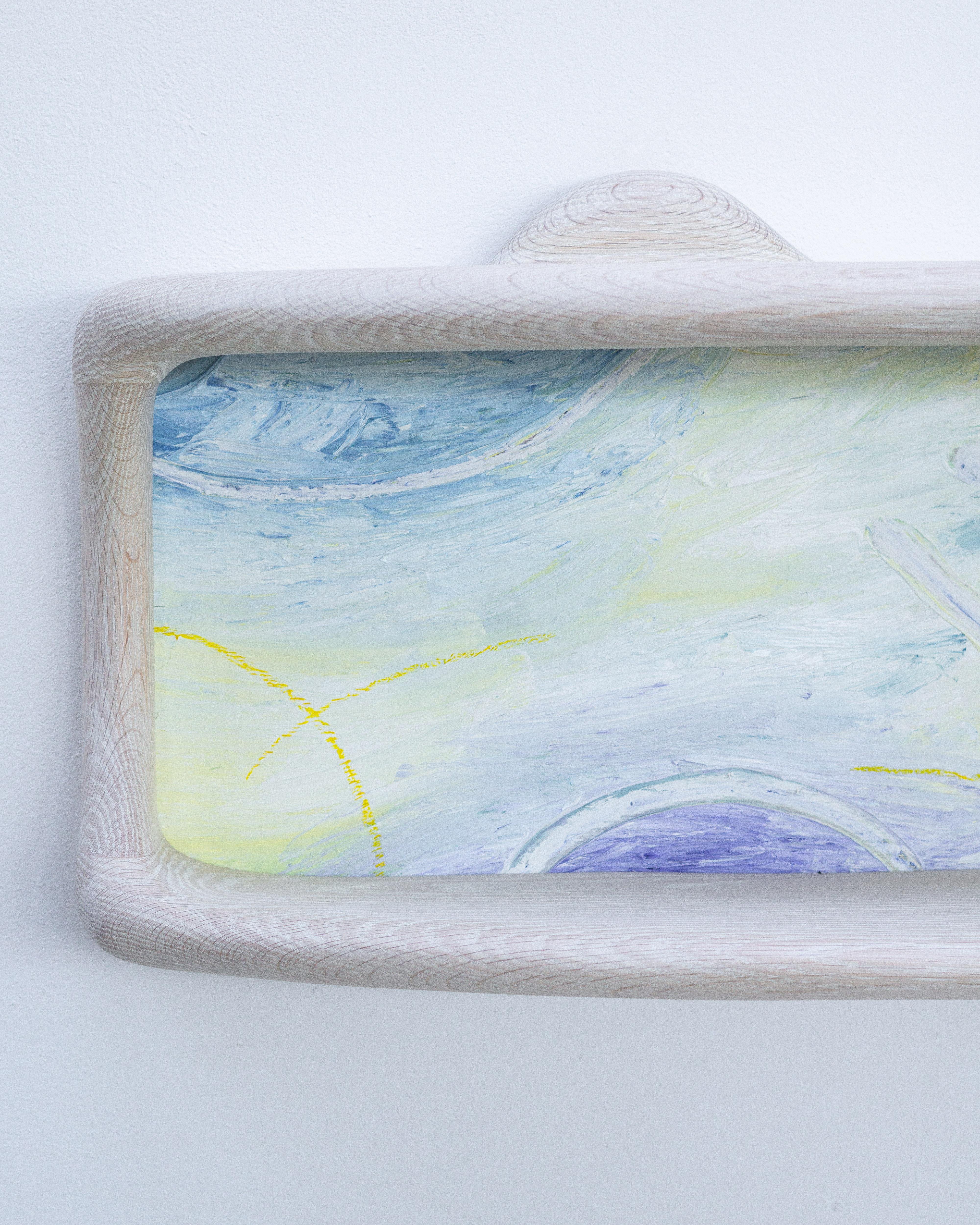 Wall Shelf in Bleached Oak with an Oil-Painted Oak Back For Sale 1