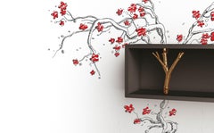 Wandregal / Wandschrank mit Einsatz aus Messingguss Minotti Italia Tri 1