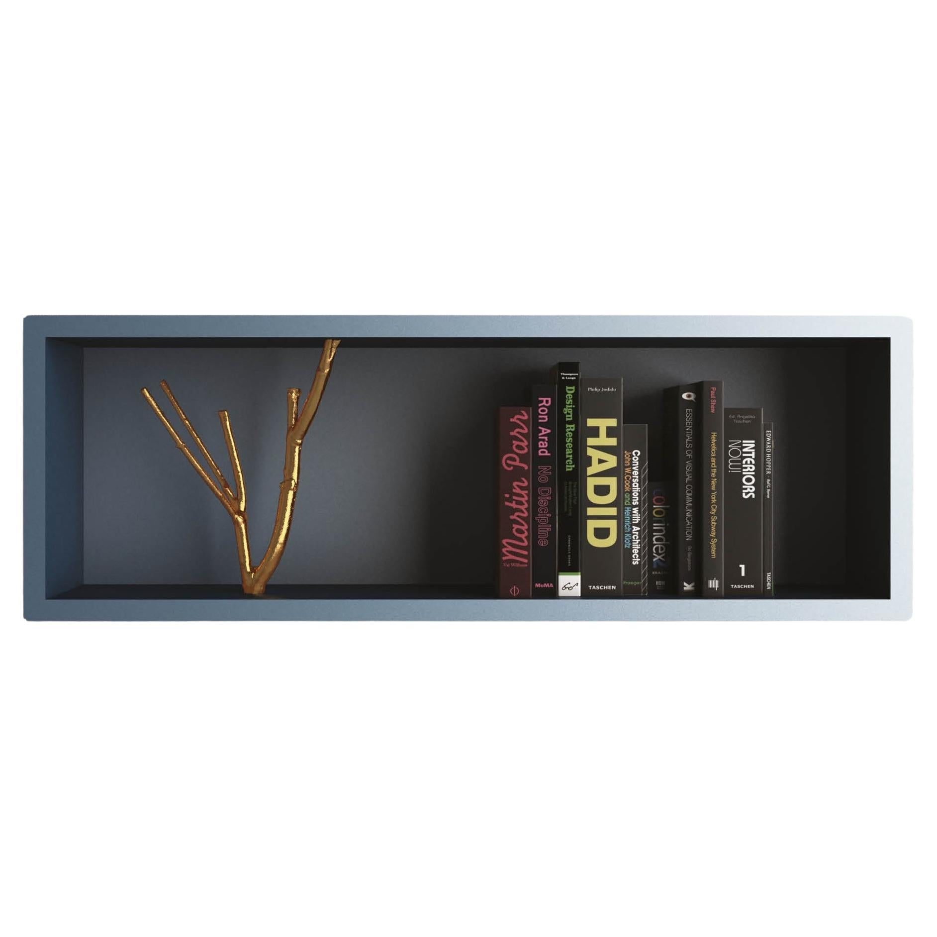 Wall Shelf/Wall Storage Unit with Insert in Cast Brass Minotti Italia Tri 2 Blue