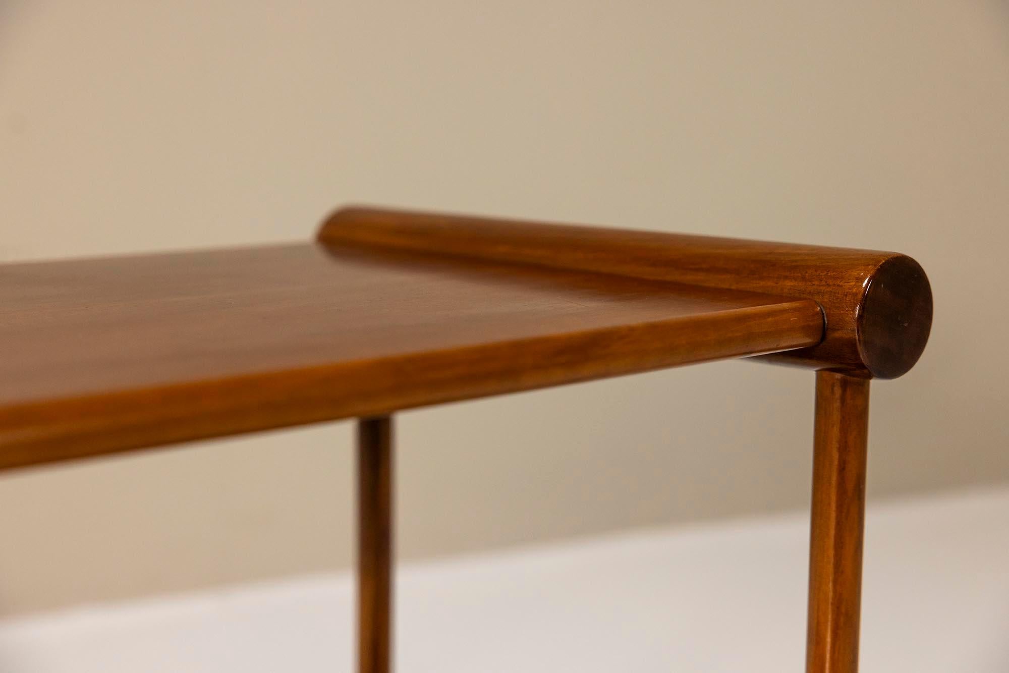 Estantería de pared con mesa auxiliar de acompañamiento en nogal, Italia Años 60 en venta 2