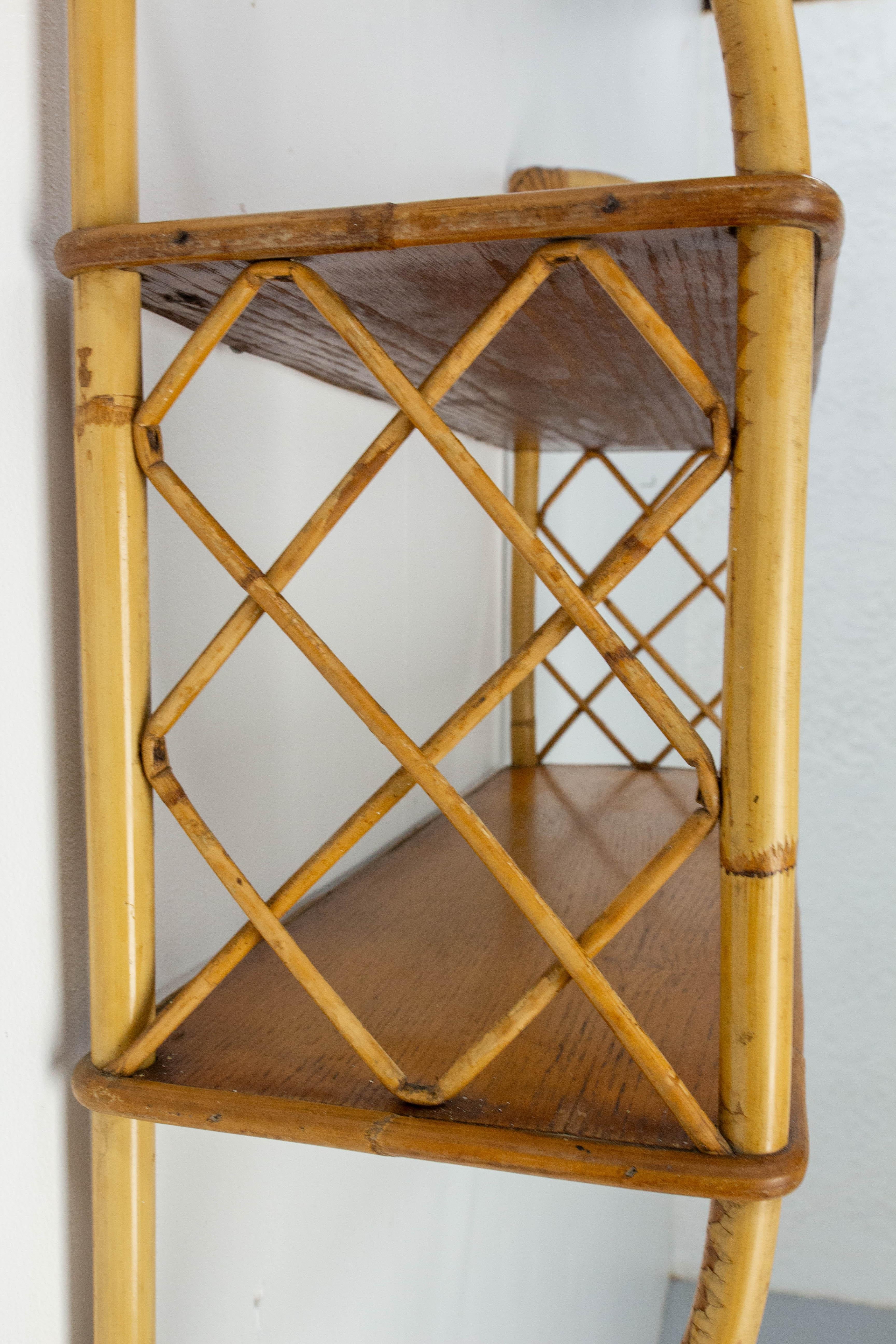 Wall Shelves Rattan and Wood, French circa 1970 For Sale 3