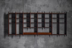 Wall Shelving Unit in Solid Teak, France, 1950s