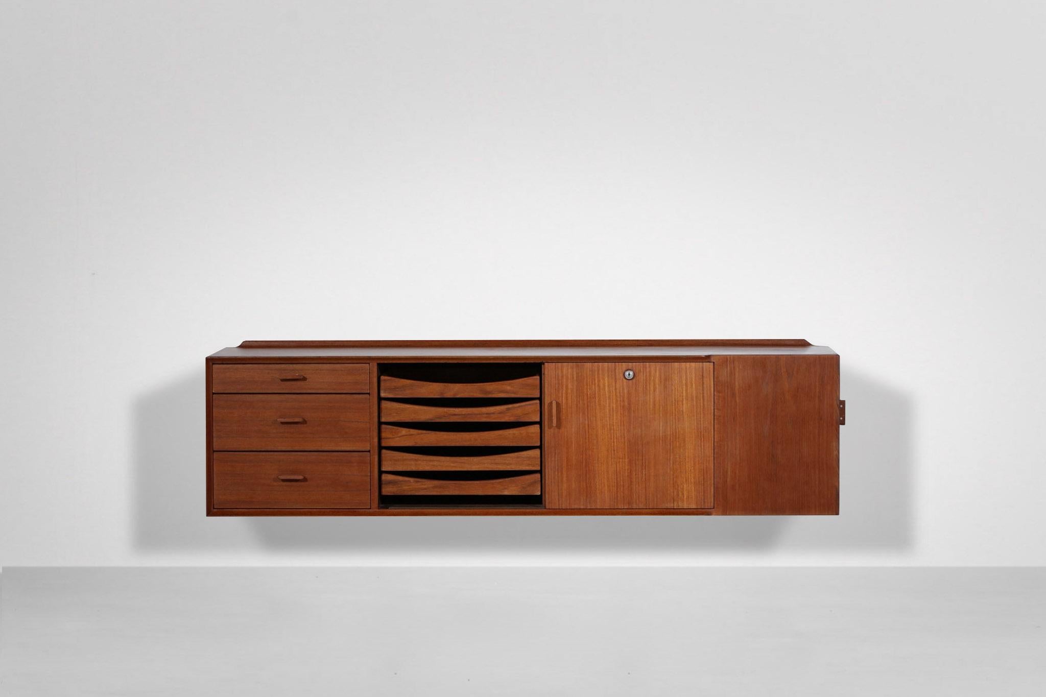 Teak Wall Sideboard Arne Vodder from the 60s